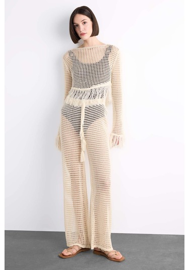 DeFacto Straight Fit Esnek Belli Kroşe Plaj Pantolonu F7460AX25HSER105