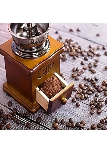 Jialan Vintage Ahşap Manuel Kahve Çekirdeği Değirmeni Dekorasyon Ahşap