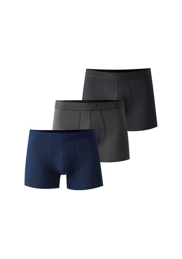 Josejuan 3'Lü Erkek Boxer Koton Likralı Yazılı Lastik 1011