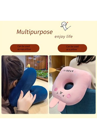 Elmpaly Pembe Masa Başı Yastığı Ofis Seyahat İçin Ergonomik Boyun Sırt Destek Yastığı Pembe Renk