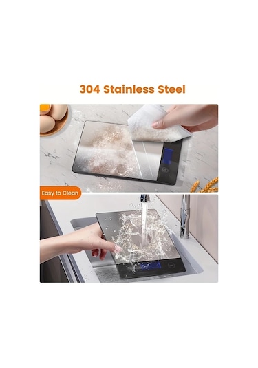 Dashanshop Paslanmaz Çelik Siyah Mutfak Terazisi Şarj Edilebilir 304 Çelik 14 97 Kg Lcd Ekran Tip C Şarj Tare Fonksiyonu Otomatik Kapanma Birim Dönüşümü Pişirme Ve Fırın İçin -