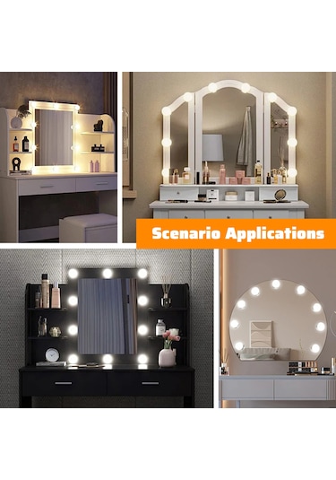 Xindoker Makyaj Aynası Led Işık 14lü, 3 Renk Tonu, Usb Dokunmatik Kontrol, Sürekli Işık Ayarlama, Dolap Işığı