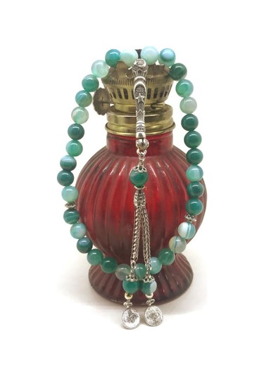 Yeşil Akik Doğaltaş Tespih