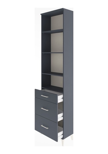 Arges Dolap 4 Raflı 3 Çekmeceli 60x30x243 Antrasit-antrasit Antrasit