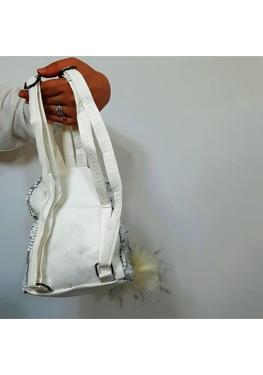 Fiyra Crn Beyaz Pullu Kız Çocuk Sırt Çantası 16cmx20cmx10cm Beyaz