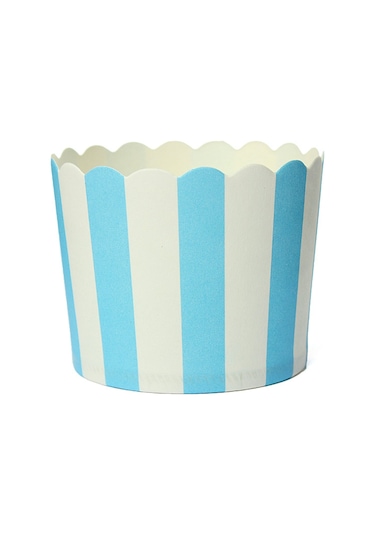 Sointeresting 50 X Cupcake Sarma Kağıdı Kek Kabı Pişirme Kapları Liner Muffin Tatlı Pişirme Kabı, Mavi Çizgili Mavi