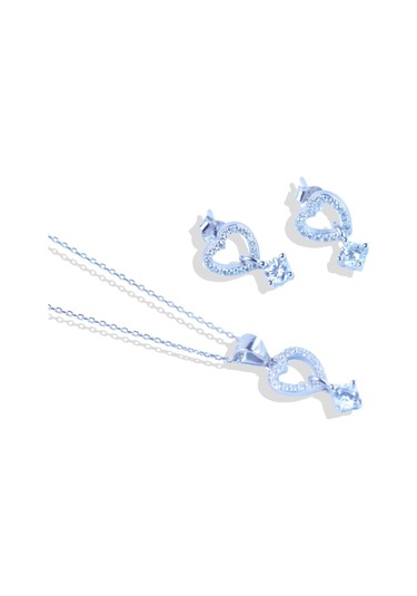 Kalpli Zirkon Taşlı Gümüş Set Gümüş