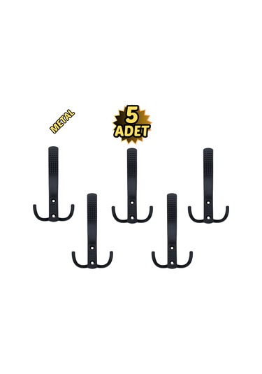 Noktalı Portmanto Vestiyer Askısı Metal Mat Siyah 5 Li Mat Siyah