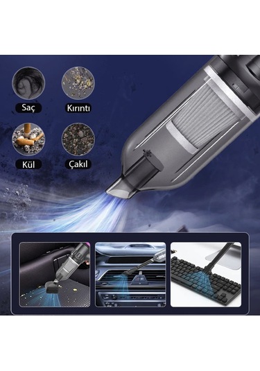 Turbo Emiş 14000 Pa Güçlü Vakum Araç Süpürgesi Portatif Ev Araba Kullanımı İçin Süpürge