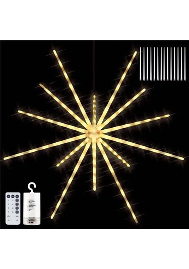 Pilli Dekoratif 8 Mod Kumandalı Günışığı Sarkıt Fişek Led 8 Mod