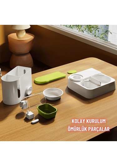 Kedi Köpek Mama Ve Su Kabı Paslanmaz Çelik Kase Otomatik Su Denge Akıcı Mama Besleme Kolay Temizlik