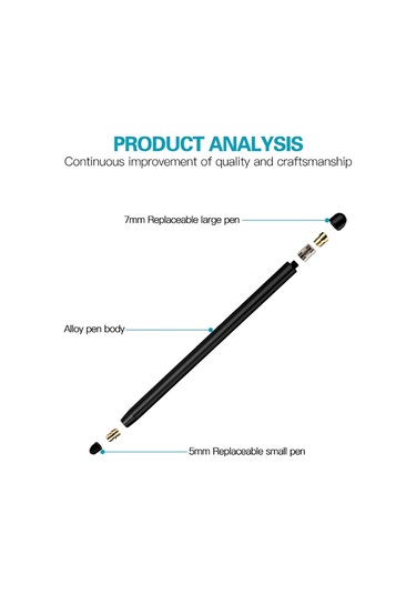 Manyetik Kapaklı Evrensel İki Uçlu Kauçuk Uçlar Kapasitif Stylus Kalem Mavi