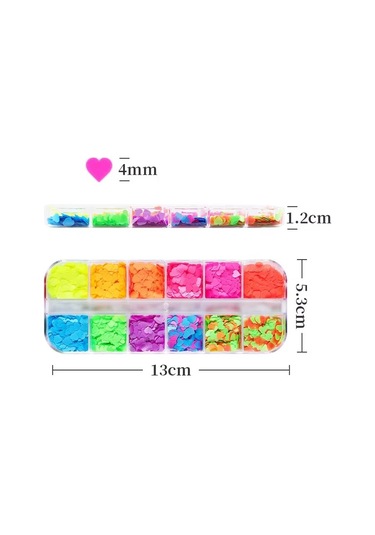 Renkli Kalpler Tırnak Süsleme Folyo Pulları Mix Nail Art