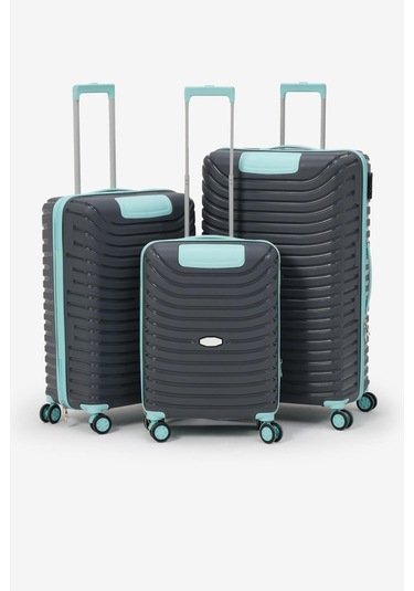 3'lü Set Silikon Kırılmaz Pp Unisex Füme Turkuaz Valiz Pwvlz005 Füme Turkuaz