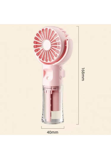 Avuç İçi Taşınabilir Su Spreyli Şarjlı Mini Vantilatör El Fanı F4 Pembe