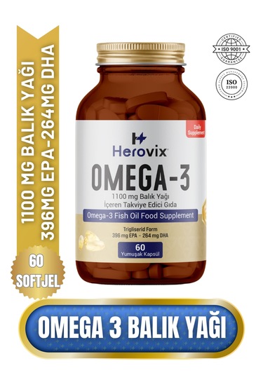 Omega 3 Balık Yağı 60 Softjel 1100 Mg Epa:396 Mg Dha:264 Mg