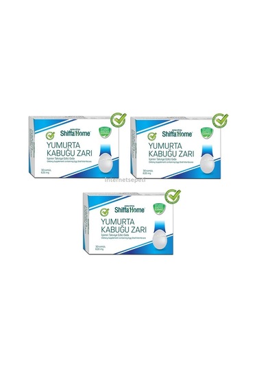 3 Adet Shiffa Home Yumurta Kabuğu Zarı 620 MG 30 Kapsül