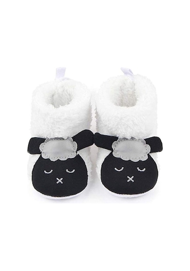 Suntek Sevimli Karikatür Hayvan Unisex Çocuk Polarlı Panduf Beyaz