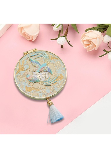 Suntek Seyahat Makyaj Aynası Yuvarlak Yaratıcı Kozmetik Çanta Mavi