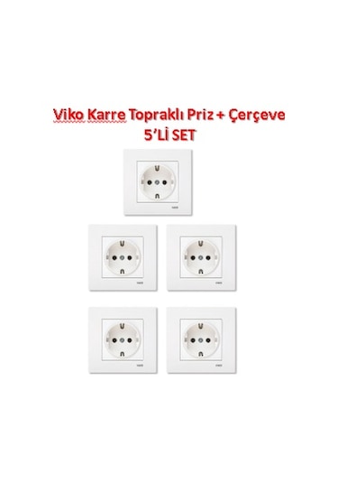 Viko Karre Topraklı Priz + Çerçeve 5'Li Set