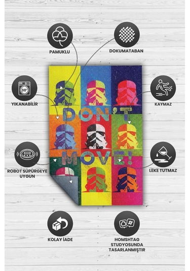 Homshtag Kıpırdama Film Halısı Star Wars Temalı Film Halısı Çok Renkli