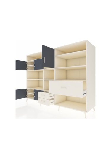 Kronos Dolap 13 Raflı 3 Çekmeceli 5 Kapaklı 220x59x163 Aytaşı-ant Aytaşı-antrasit/aytaşı