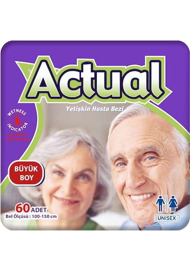 Actual Büyük Boy Yetişkin Hasta Bezi Large Beden 2 x 30'Lu