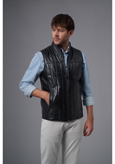 Guido Siyah Deri Yelek 118521 001