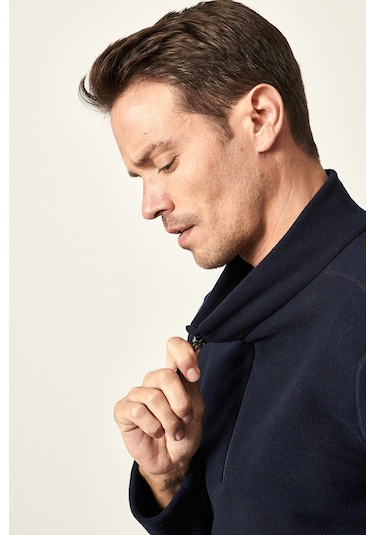 AC&Co / Altınyıldız Classics Anti-Pilling Tüylenme Yapmayan Bato Yaka Erkek Polar Sweatshirt 4A5221100016LACXXL Lacivert