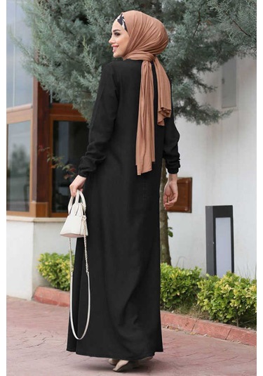 Neways 6482 - Ön Tek Pileli Elbise Siyah