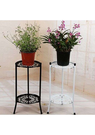 Springsun İki Katlı Demir Bitki Sistemi - Balkon, Bahçe, İç Mekan İçin Dayanıklı Çiçeklik Tutucu - Boşluk Tasarrufu Sağlar