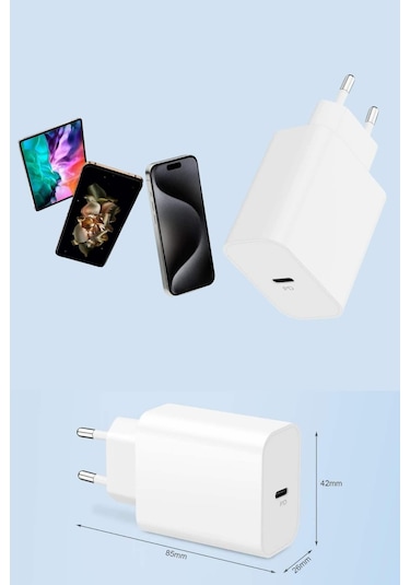 15/pro/pro 20w iOS Uyumlu Hızlı Şarj Aleti Adaptörlü Beyaz