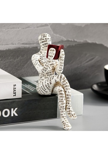 Tongxida Kütüphaneli Kadın Figürü - Kağıt Ve Reçine Sanatı - Ev Dekoru Artıklı W310-07