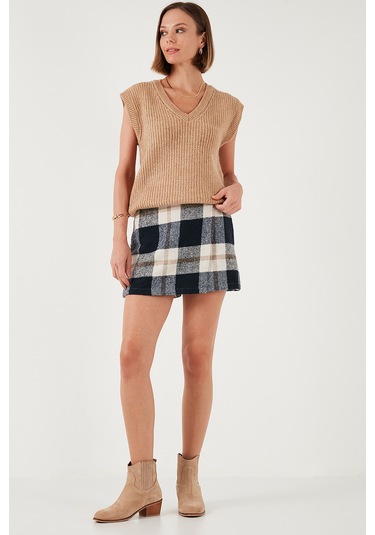 Lela Pamuk Karışımlı Regular Fit Kışlık Bayan Şort Etek 61100015 Lacivert