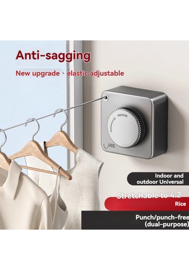 Ximistore9 304 Çelik İç/şehir Dışı Gizli Katlanabilir 4.2m Çamaşır Çekme Kablosu - Delme Yok Banyo Balkon Kurutma Aleti Beyaz