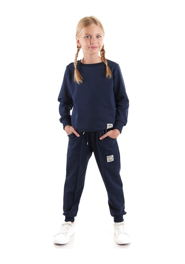 Ahengim Kız Çocuk Back To School Pamuklu Trend Eşofman Takımı Ak2529 Lacivert