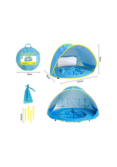 Leezsing Çocuklar İçin Güneşten Koruyucu Poliester Havuz Çadırı - Taşıma Çantası Ve Kazıklarla Çok Renkli