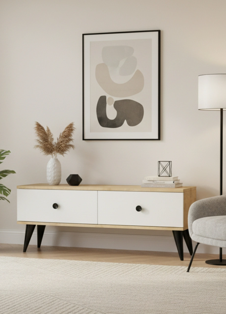 Tsa1202db - Mona Tv Stand Safirmeşe-beyaz 120cm Beyaz