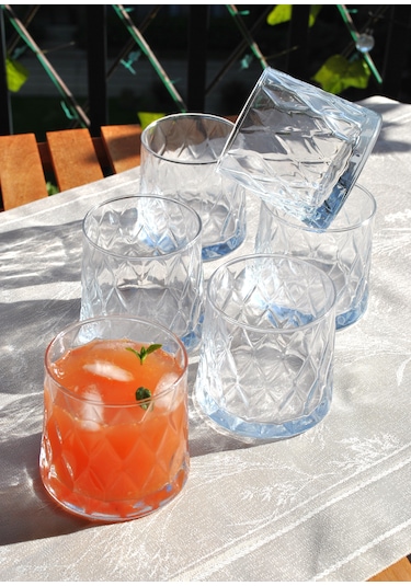 6'lı Kafes Model Cam Bardak Meşrubat Kokteyl Su Bardağı 350 Ml-k