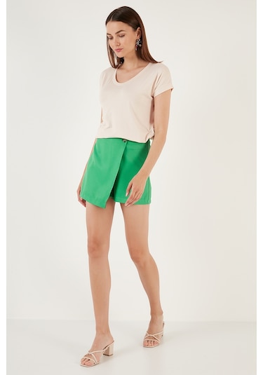 Lela V Yaka Rahat Kesim Yırtmaçlı Bayan Bluz 5862000 Taş