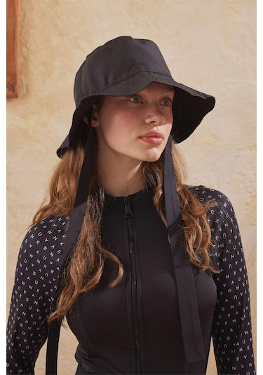 Manuka Bağlamalı Bucket Kadın Şapka - Siyah