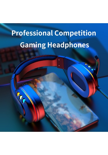 Fosenze Oyun Kulaklığı Ak47: 50mm Sürücü, Dış Mikrofon, Renkli Led Işık, Hızlı Ses Kontrol, 3.5mm+usb, Siyah