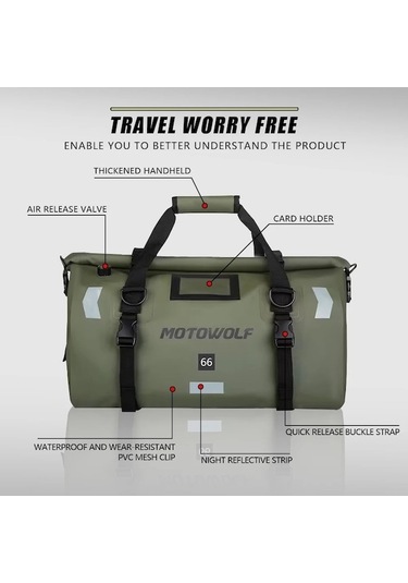 Evrensel 66l Motosiklet Su Geçirmez Kuyruk Çanta Kask Yeşil