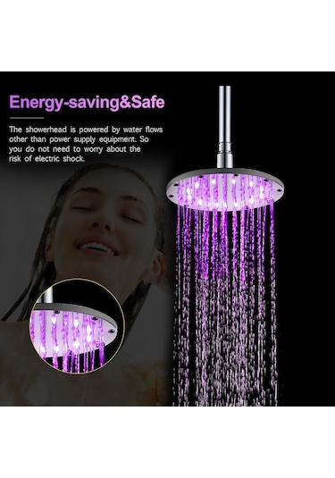 Novahub 6 İnç Renkli Led Yağmur Duş Başlığı - Su Sıcaklığına Göre Renk Değiştirir Diğer