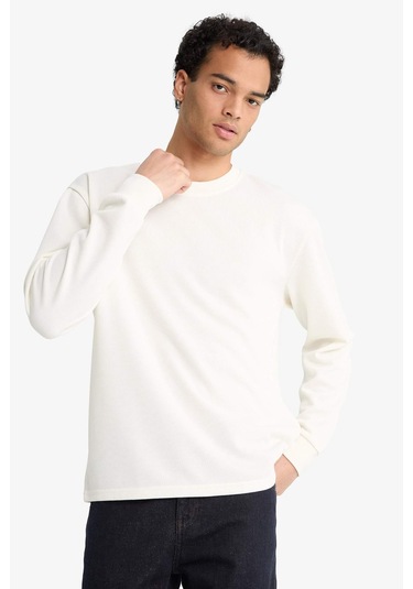 Defacto Regular Fit Bisiklet Yaka Uzun Kollu Body F2263ax25auer140 Ekru