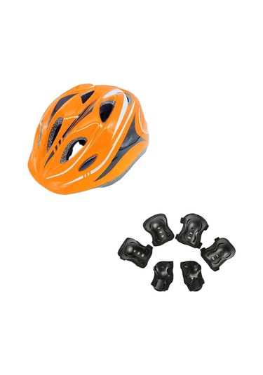 Suntek Çocuklar Koruyucu Dişli Diz Bilek Dirsek Pedleri Turuncu Turuncu