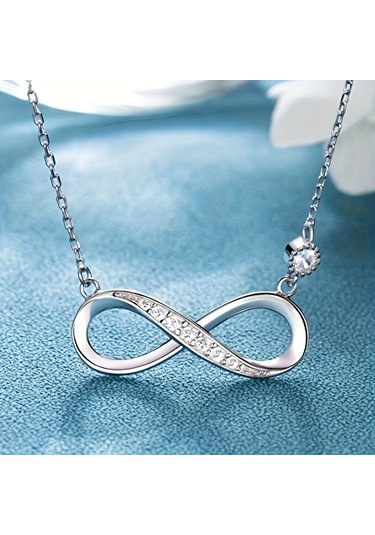 Tcherchi Gümüş Renk Sonsuzluk Kolyesi Gümüş