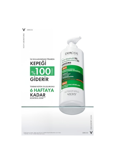 Vichy Dercos Anti Dandruff Ds 2'si 1 Arada Kepek Karşıtı Nemlendirici Şampuan 3 x 390 ML