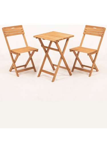 Balkon Bahçe Mutfak 3'lü Bistro Set Katlanır 2 Sandalye 1 Masa Kahverengi