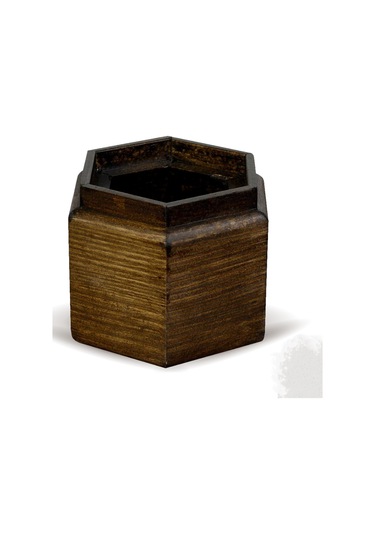 Kaf Ahşap Dekoratif Mini Saksı / Altıgen / Kahverengi